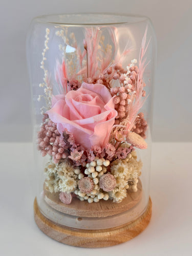 Mini dried flower dome in pinks by Pink Trunk